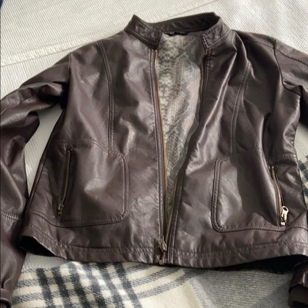 Brown leather look jacket